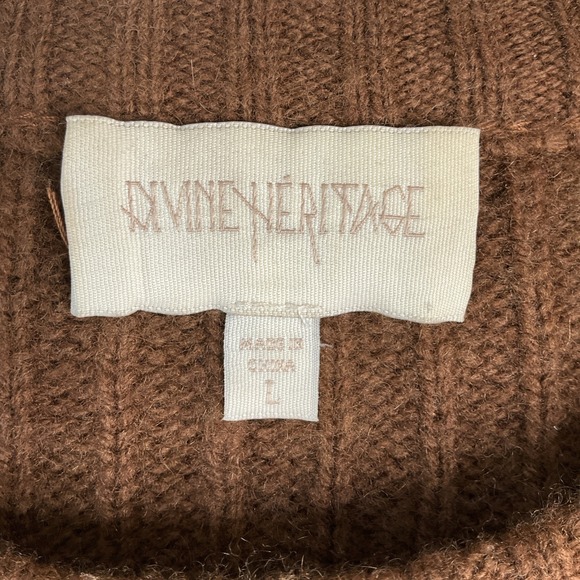 Divine Heritage Merino Wool Cashmere Boxy Ribbed Pull On‎ Sweater Cozy Luxury L - Picture 5 of 7